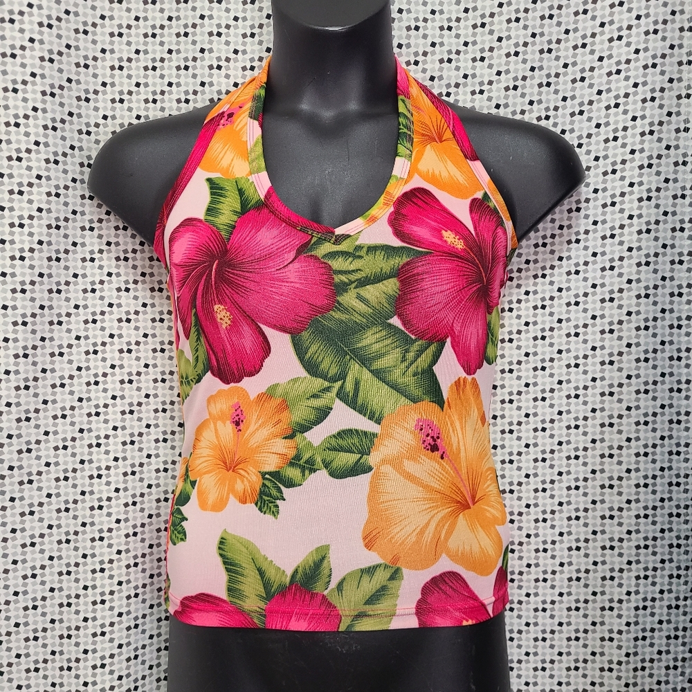 Paradise Island Tropical Mesh Halter Top Size XL 🌺